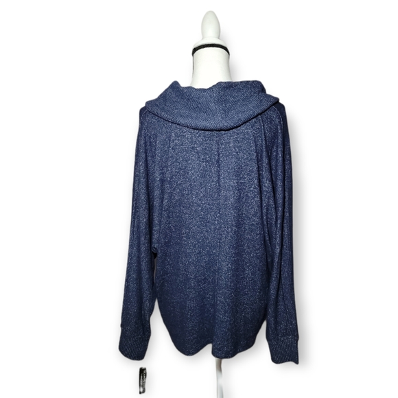 Zac & Rachel Cowl Neck Navy Heather Blue Sweater - Picture 3 of 6